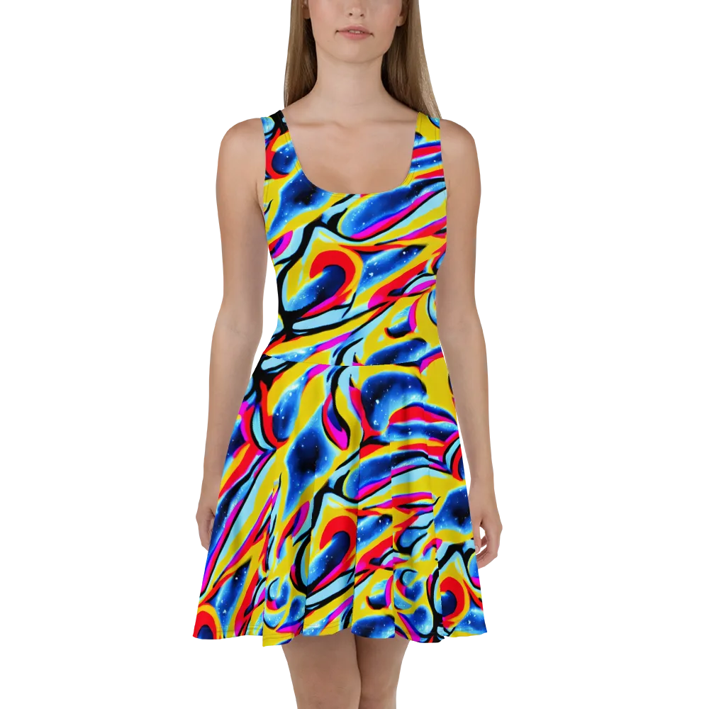 Electric Dreamscape on Skater Dress — Front
