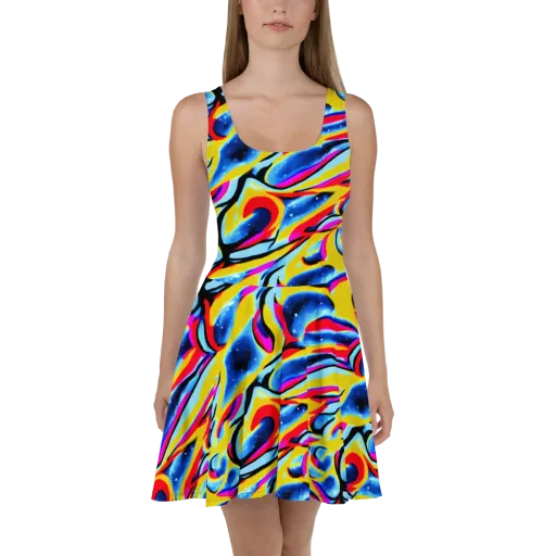 Electric Dreamscape on a Skater Dress