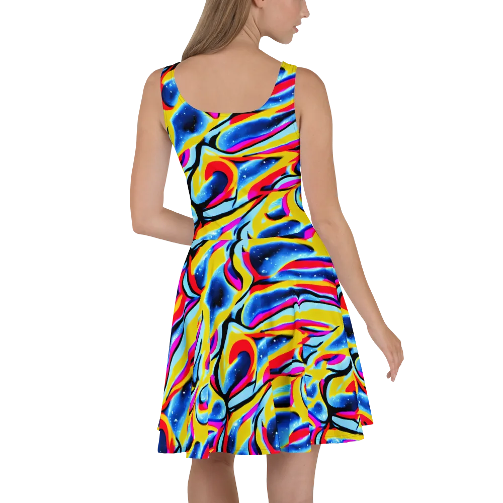 Electric Dreamscape on Skater Dress — Back