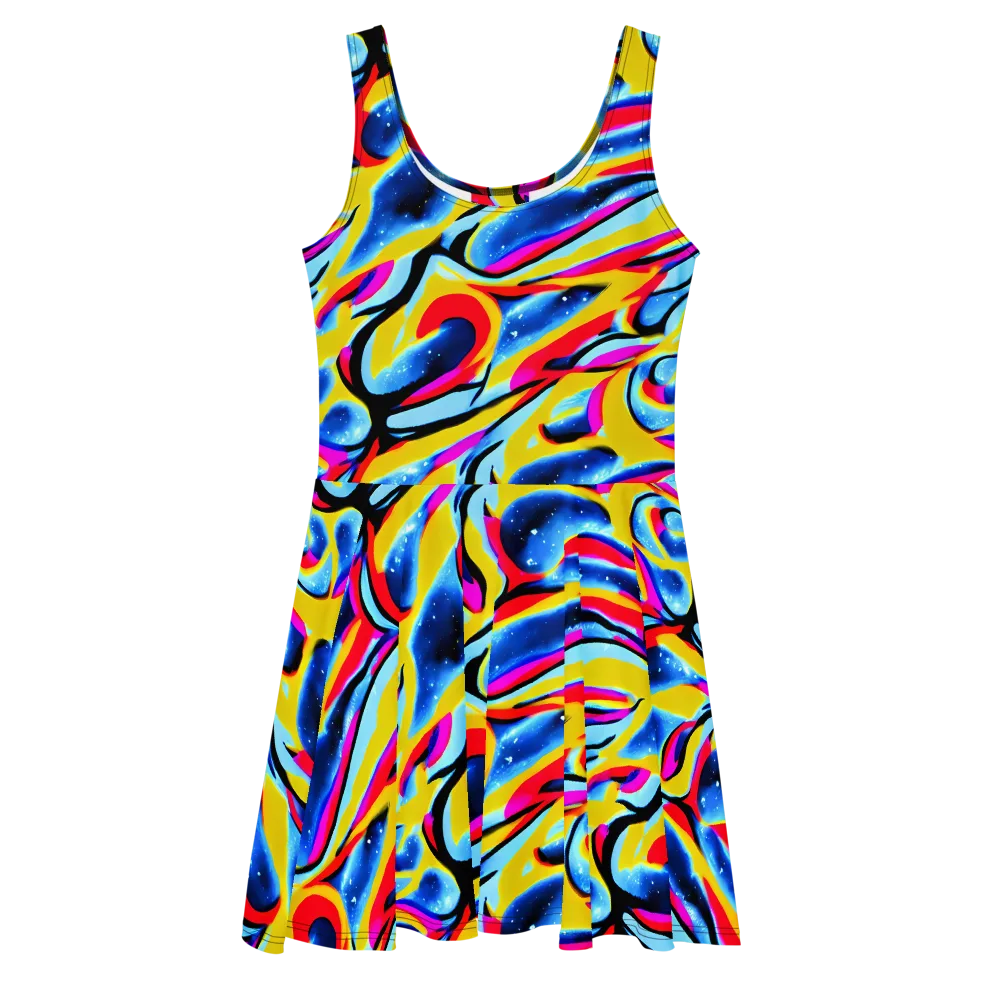 Electric Dreamscape on Skater Dress — Front