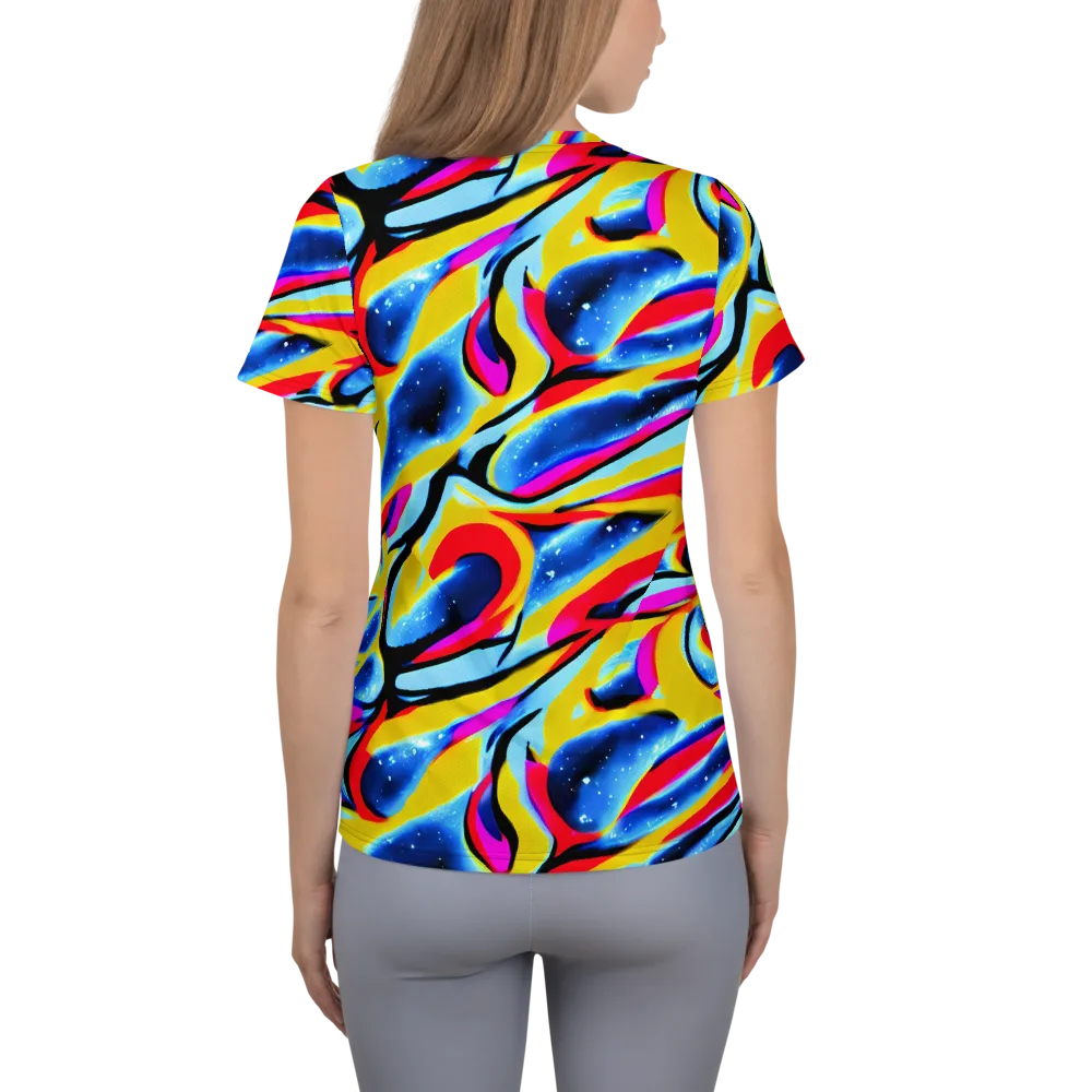 Electric Dreamscape on Women's Athletic T-Shirt — Back
