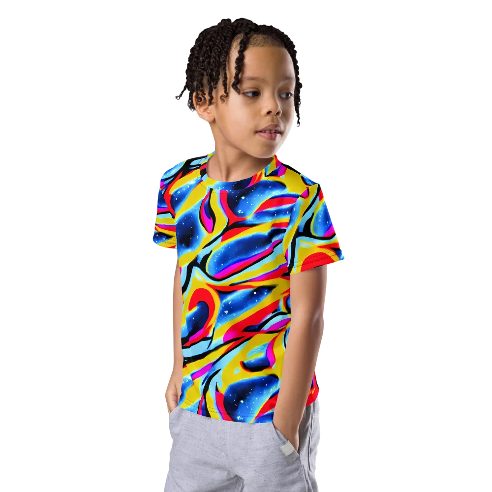 Electric Dreamscape on Kids Crew Neck T-Shirt — Left Front