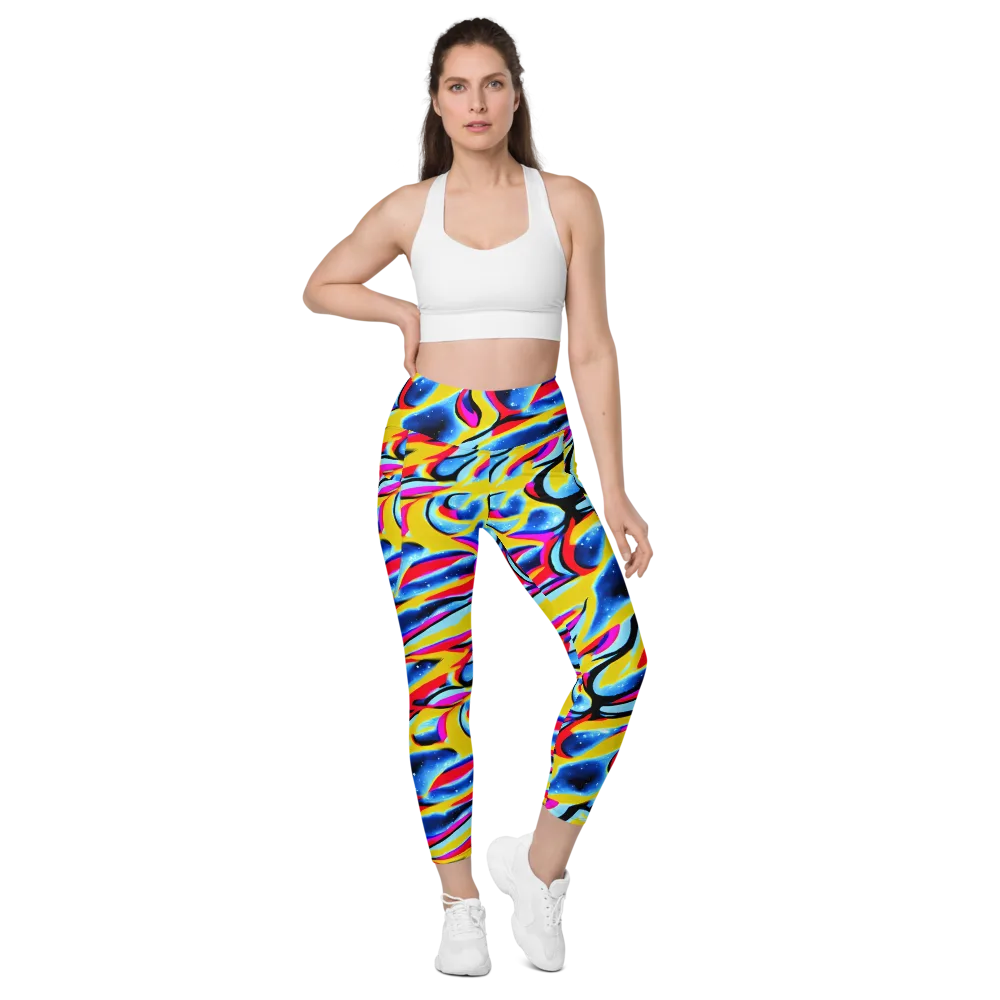 Electric Dreamscape on Leggings with Pockets — Front
