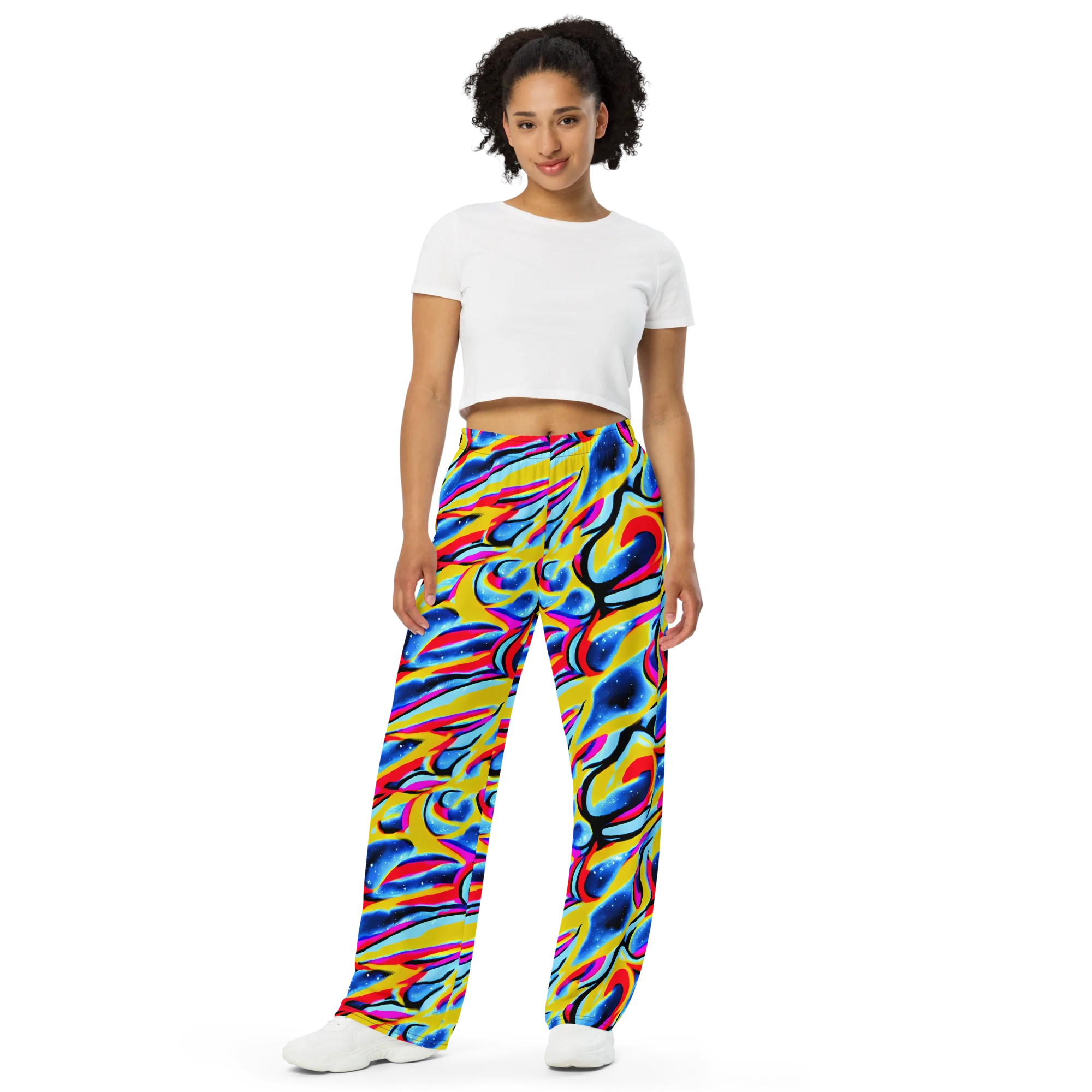 Electric Dreamscape on Wide-Leg Pants — Front