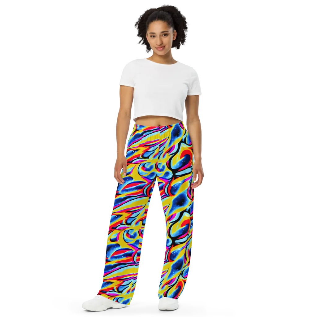 Electric Dreamscape on Wide-Leg Pants — Front