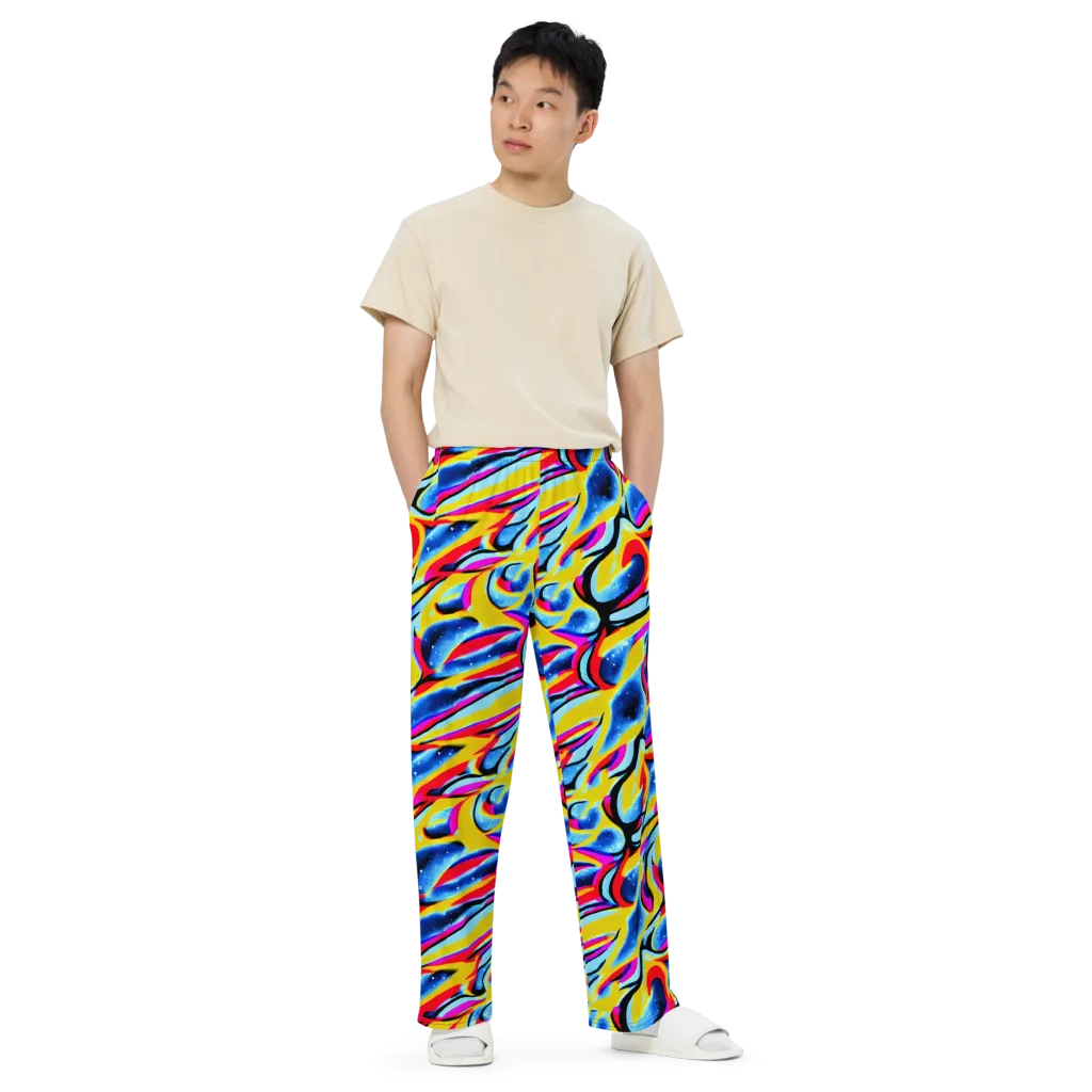 Electric Dreamscape on Wide-Leg Pants — Front