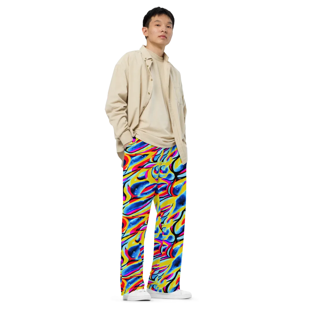 Electric Dreamscape on Wide-Leg Pants — Right Front