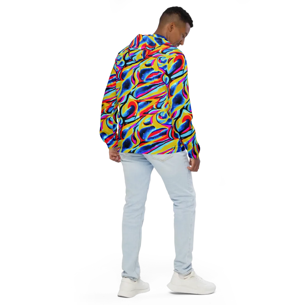 Electric Dreamscape on Men's Windbreaker — Back