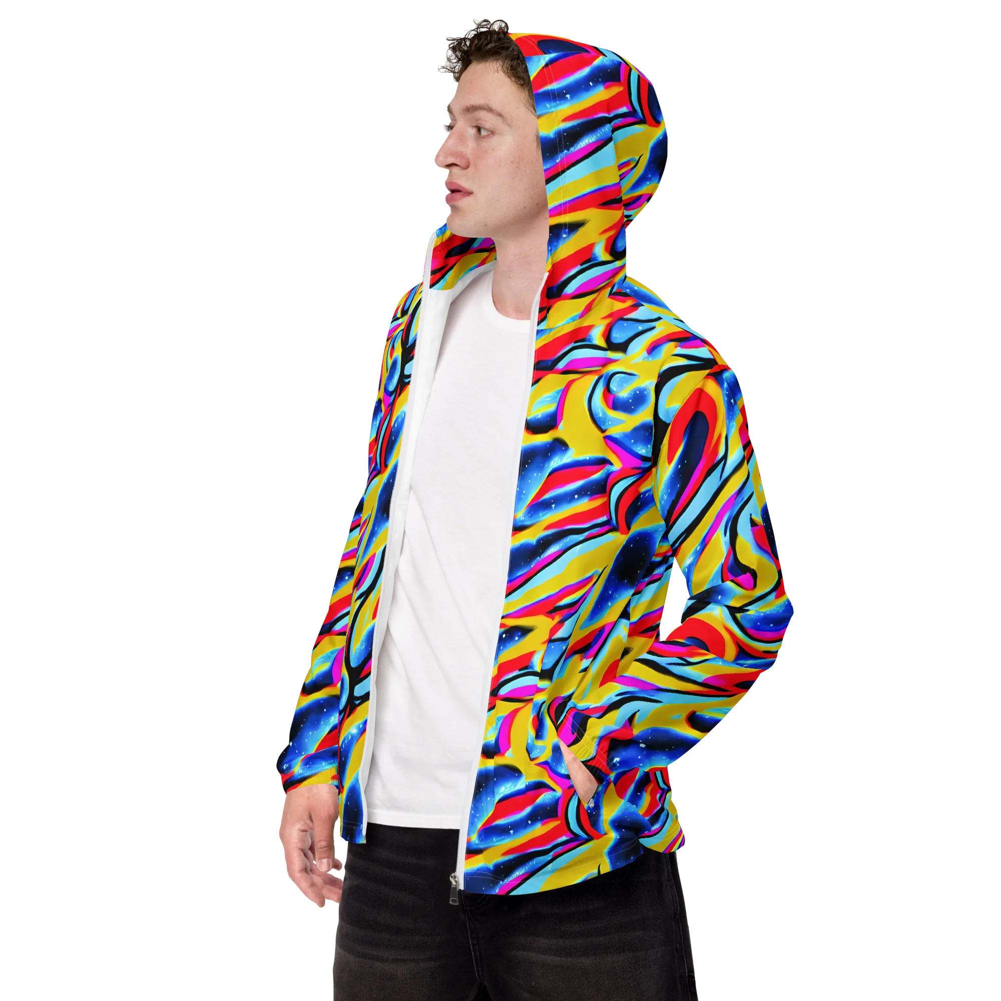 Electric Dreamscape on Men's Windbreaker — Left Front