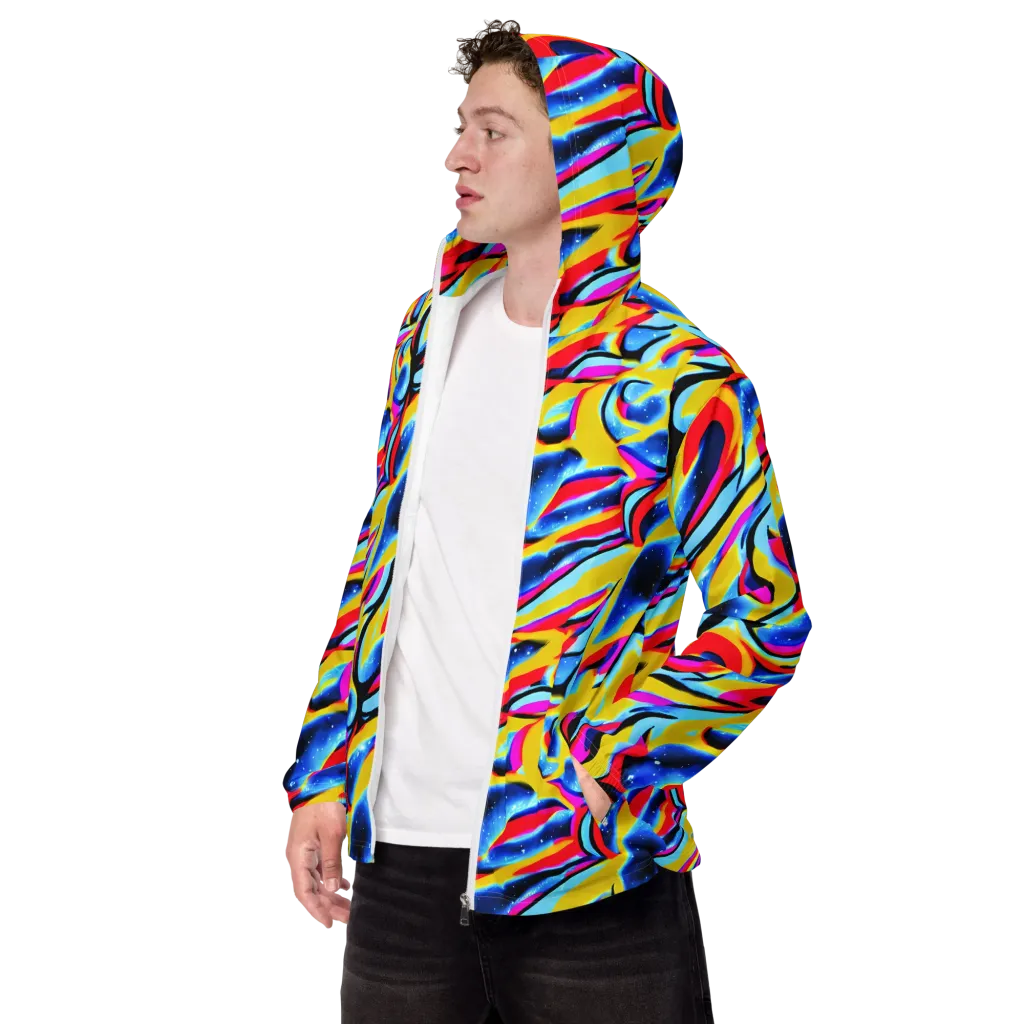 Electric Dreamscape on Men's Windbreaker — Left Front