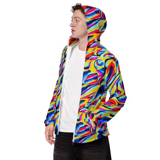 Electric Dreamscape on a Men's Windbreaker