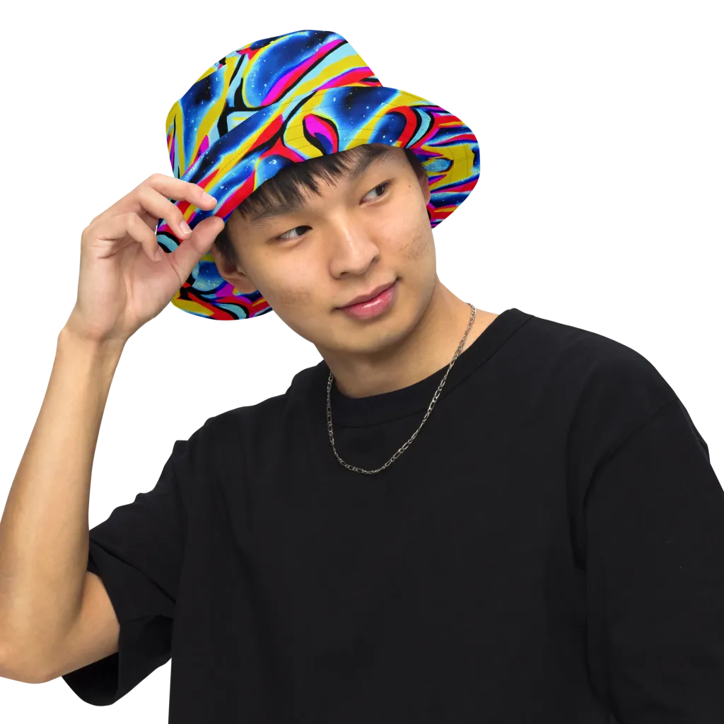Electric Dreamscape on Reversible Bucket Hat — Front Inside