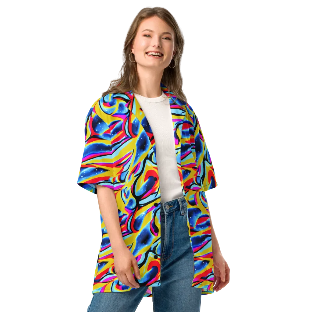 Electric Dreamscape on Button Shirt — Front