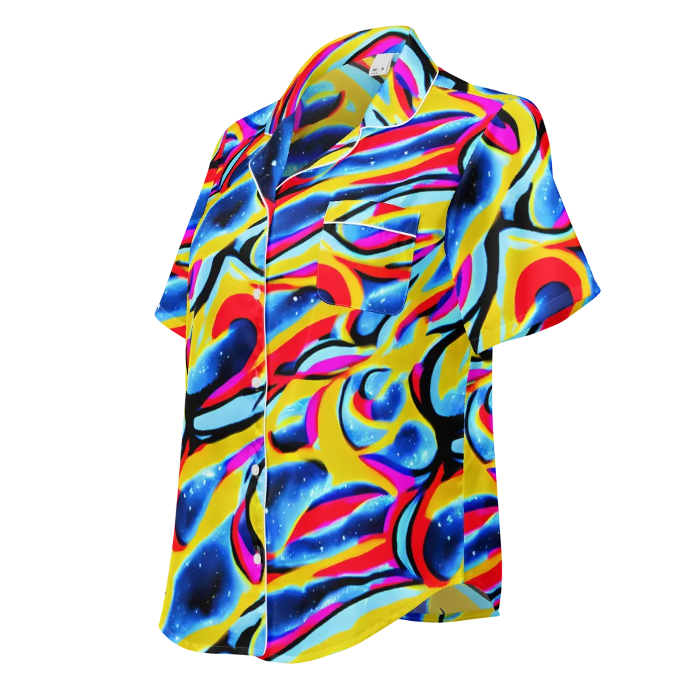 Electric Dreamscape on Women's Short Sleeve Pajama Top — Left Front