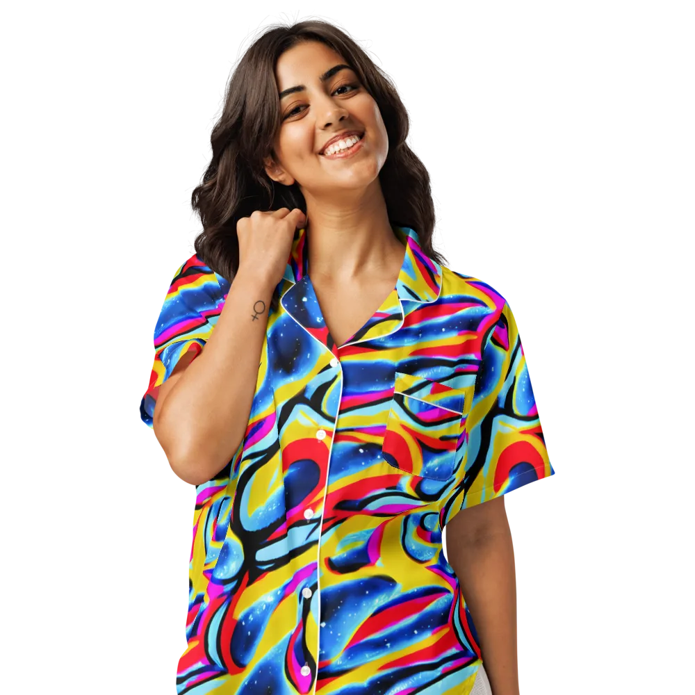Electric Dreamscape on Women's Short Sleeve Pajama Top — Front