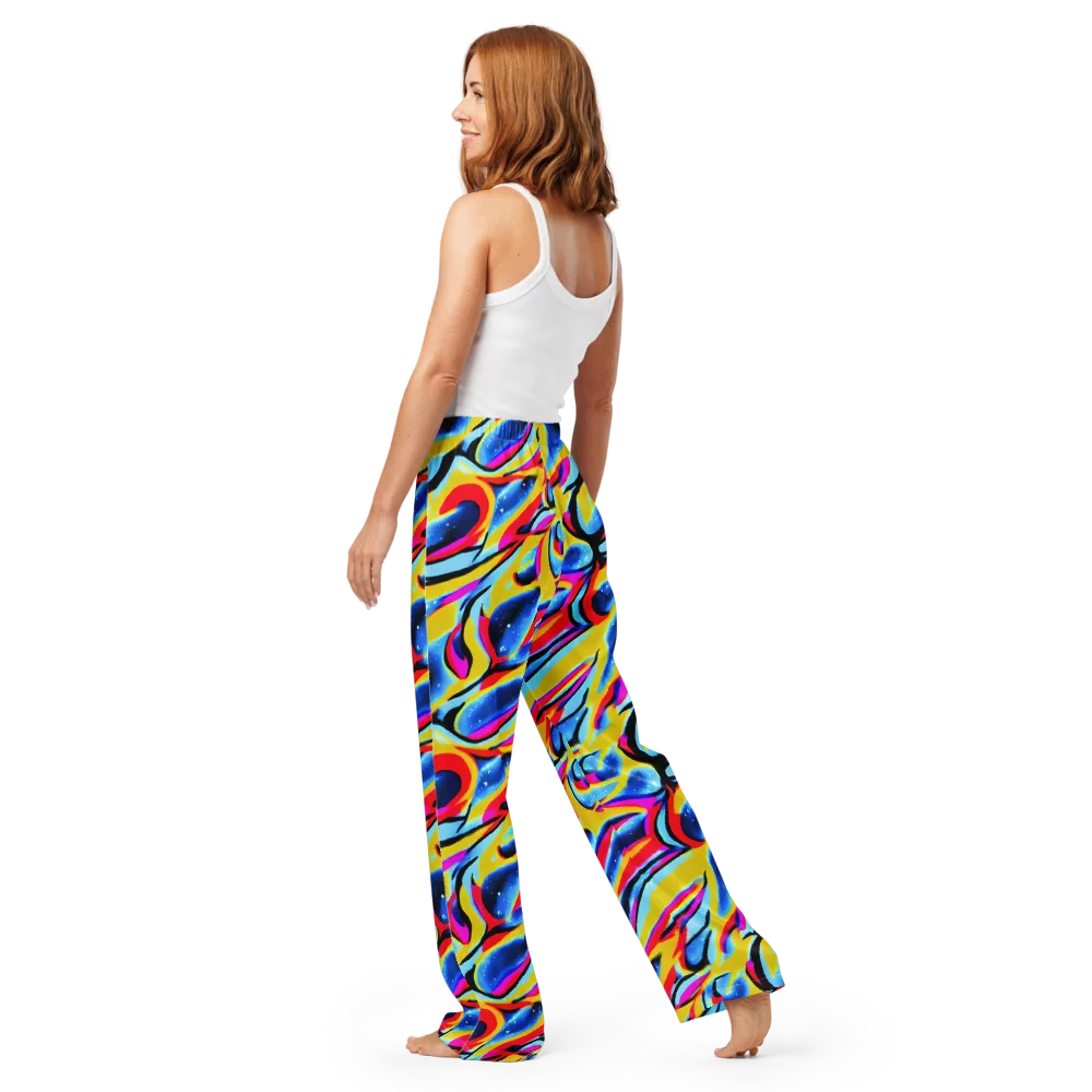 Electric Dreamscape on Women's Pajama Pants — Back