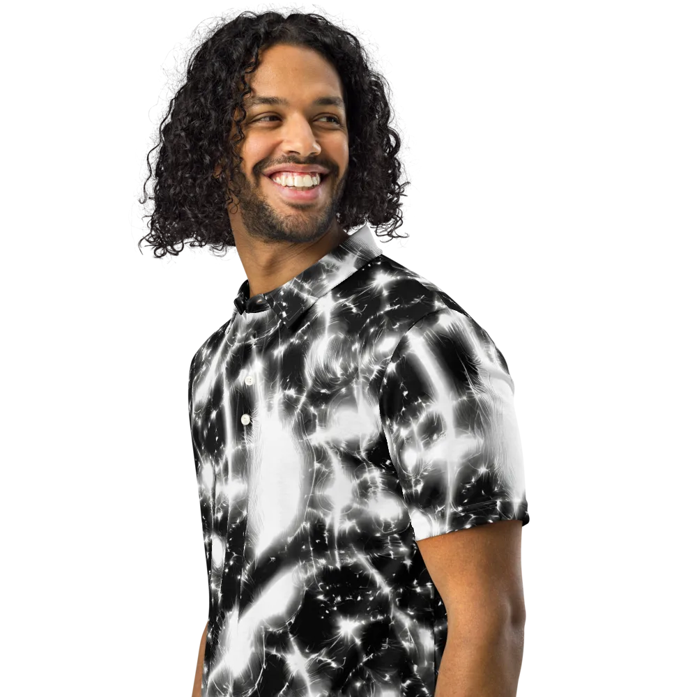 Electric Nightfall on Men's Slim Fit Polo Shirt — Left Front
