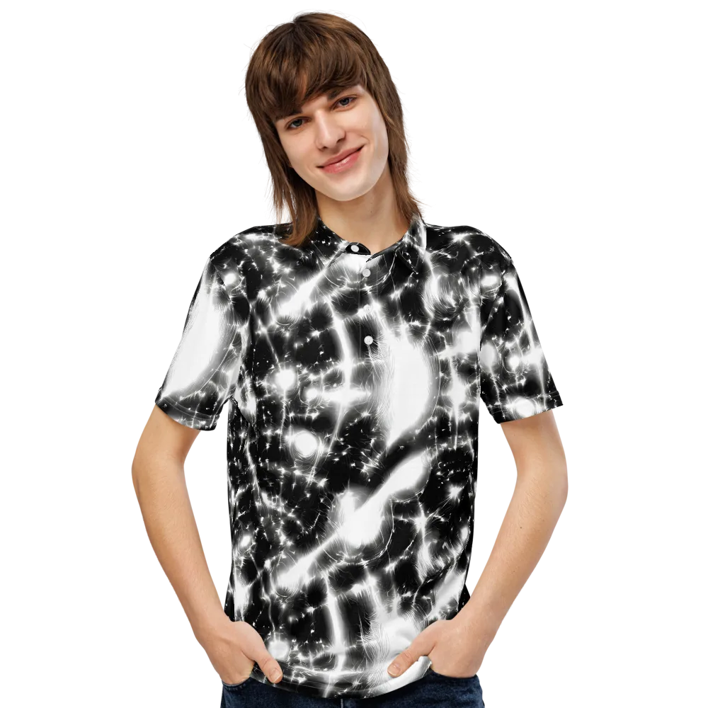 Electric Nightfall on Men's Slim Fit Polo Shirt — Front