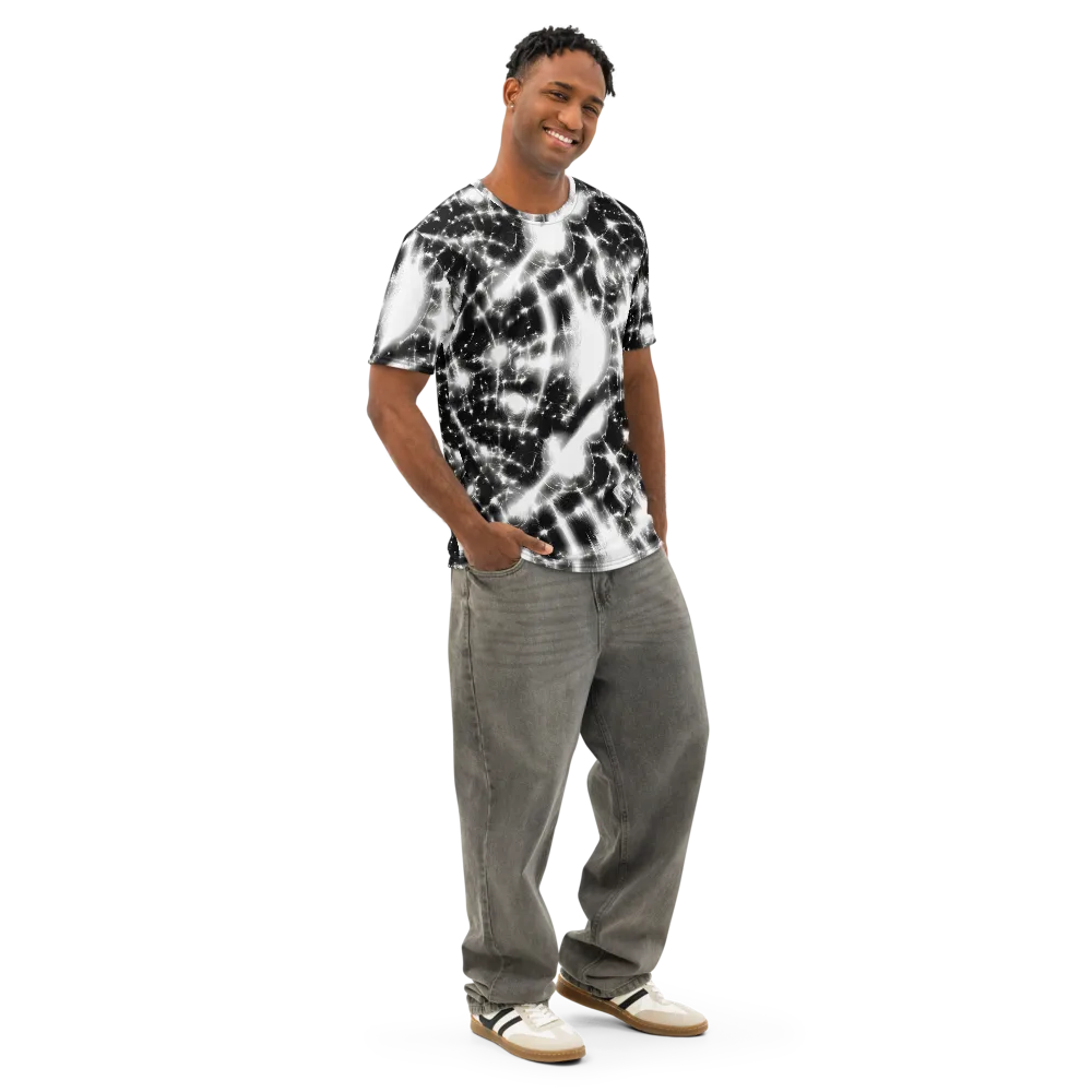 Electric Nightfall on Men's Cotton Crew Neck T-Shirt — Right Front