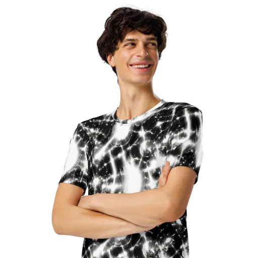 Electric Nightfall on a Men's Crew Neck T-Shirt