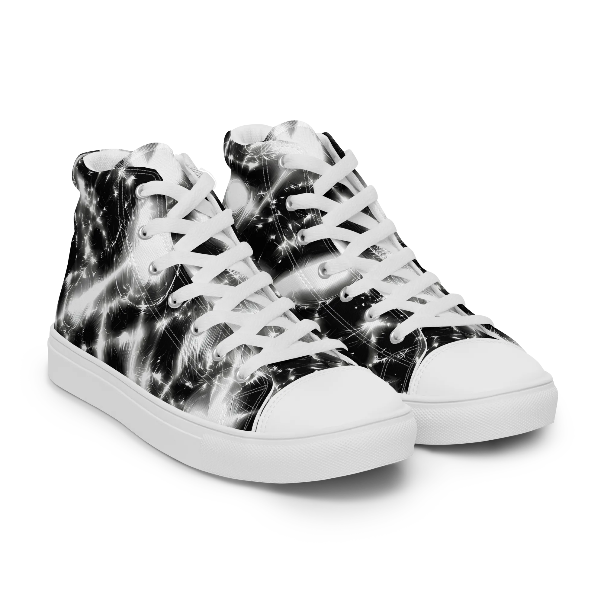 Electric Nightfall on Men's High Top Canvas Shoes — Right Front