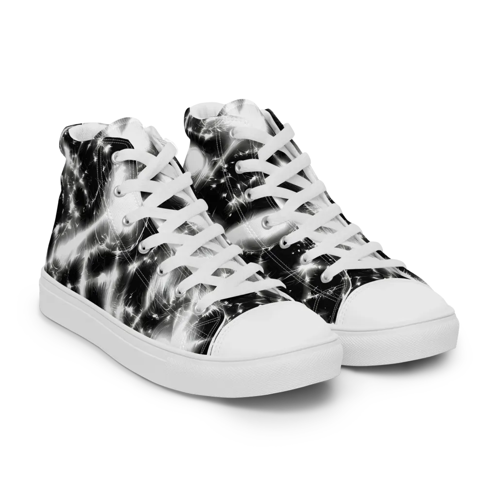 Electric Nightfall on Men's High Top Canvas Shoes — Right Front