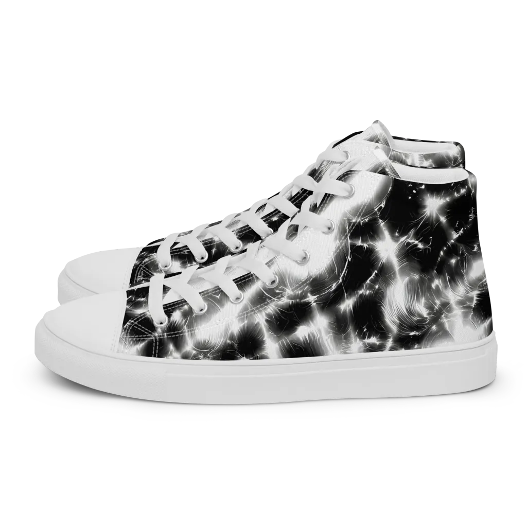 Electric Nightfall on Men's High Top Canvas Shoes — Left