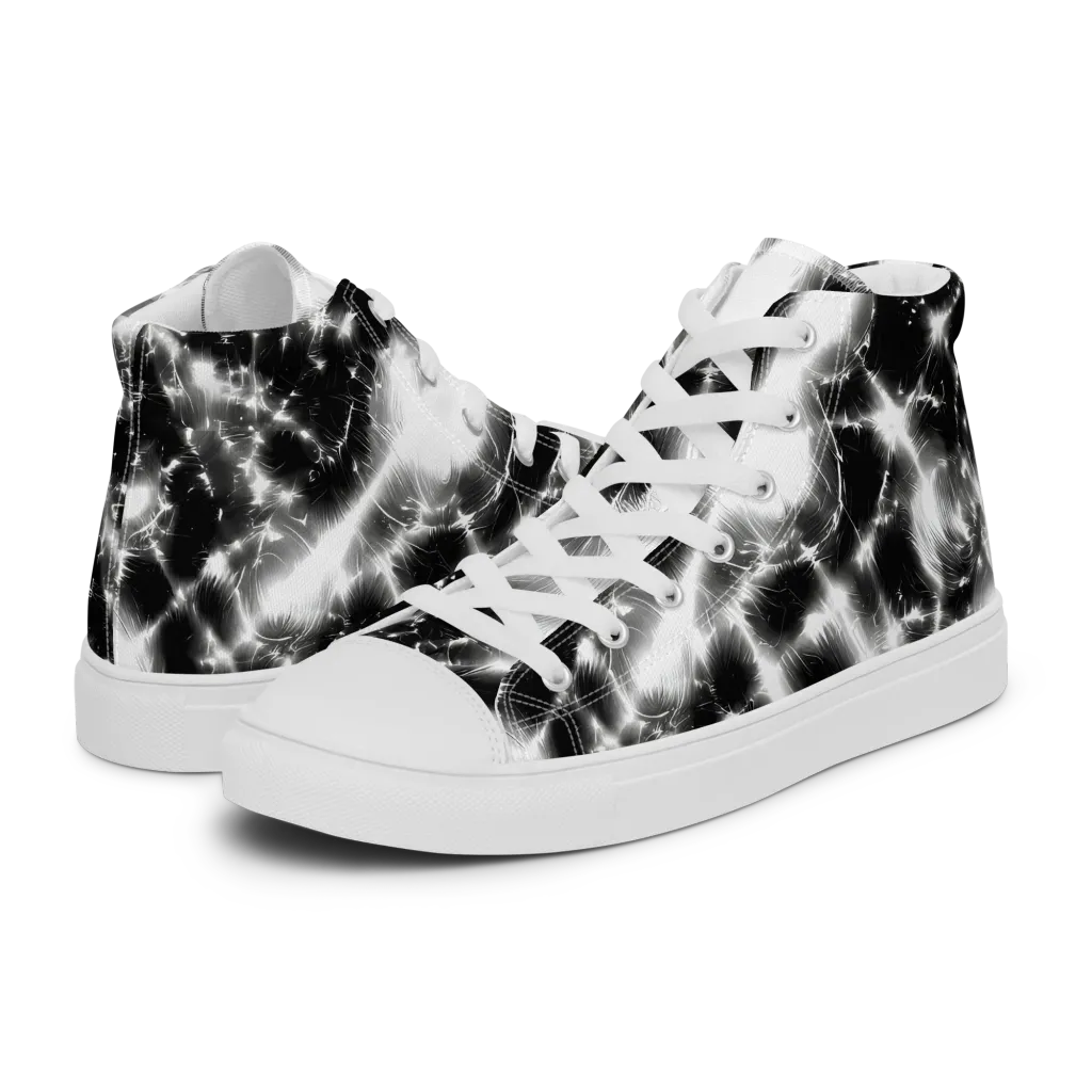 Electric Nightfall on Men's High Top Canvas Shoes — Left