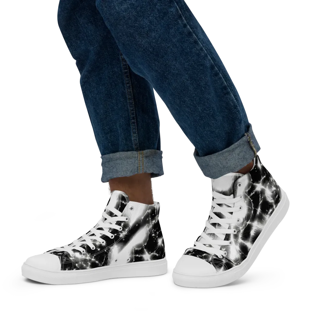 Electric Nightfall on Men's High Top Canvas Shoes — Left