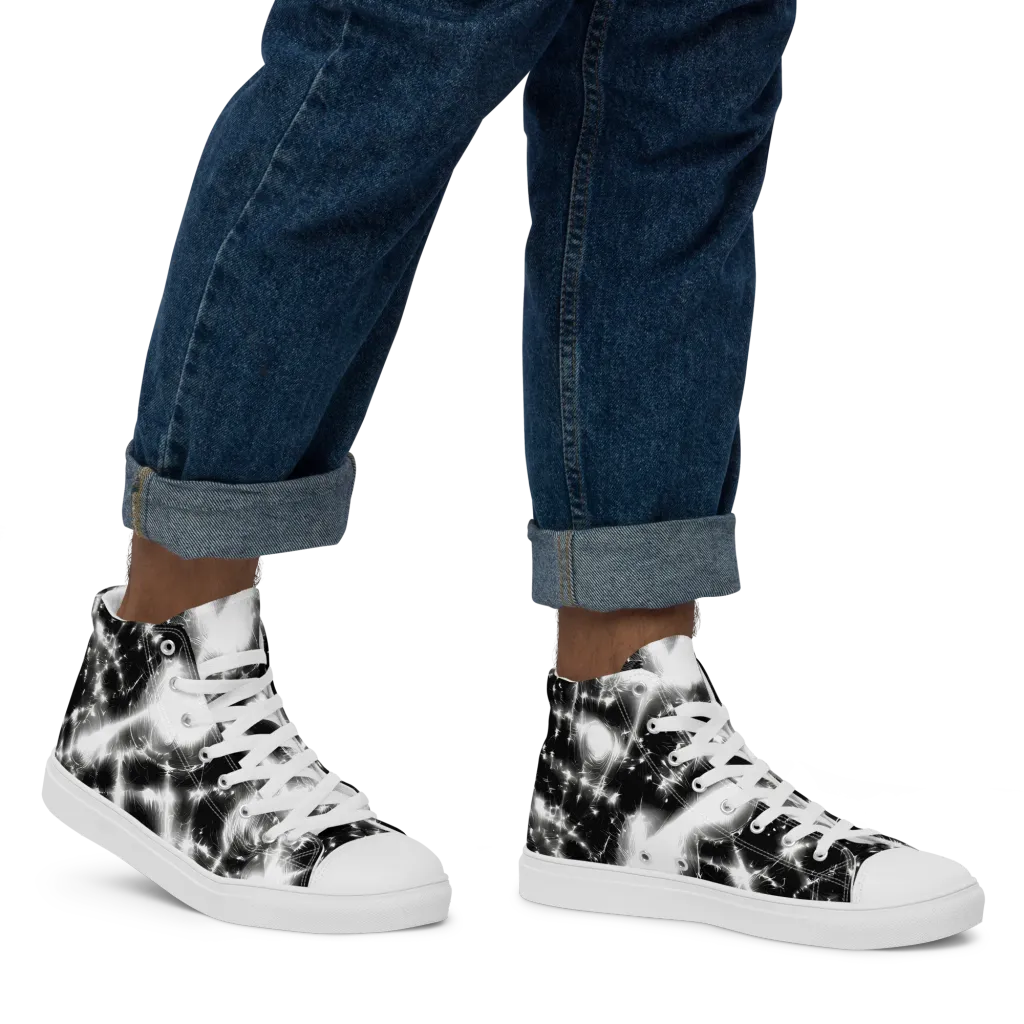 Electric Nightfall on Men's High Top Canvas Shoes — Right