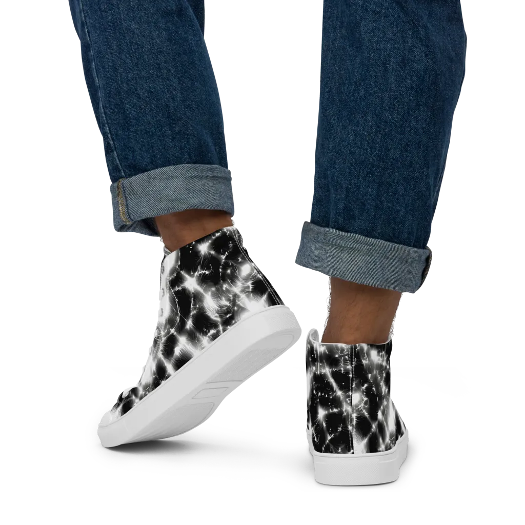 Electric Nightfall on Men's High Top Canvas Shoes — Back