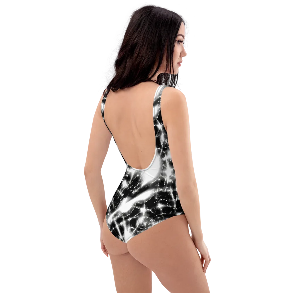 Electric Nightfall on One-Piece Swimsuit — Right Back