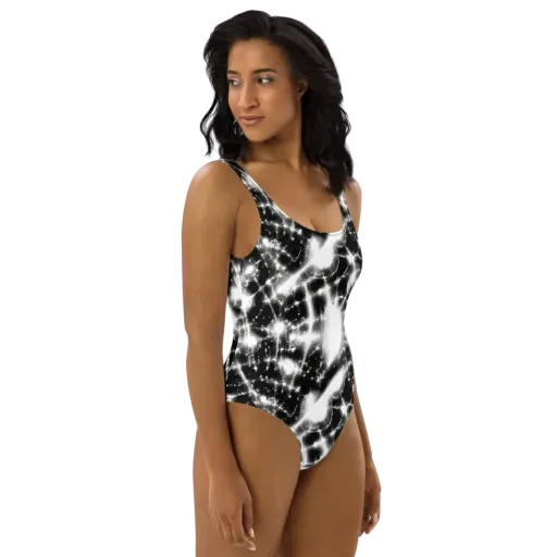 Electric Nightfall on a One-Piece Swimsuit