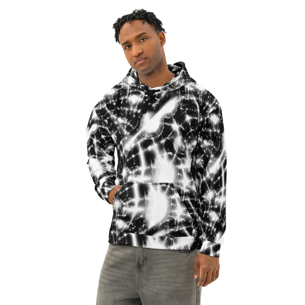 Electric Nightfall on Cotton Hoodie — Left Front
