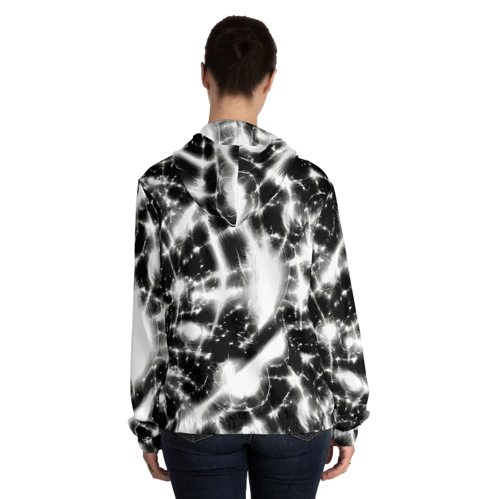 Electric Nightfall on Women's Full-Zip Hoodie — Back On Person