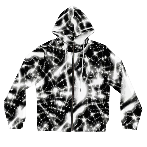 Electric Nightfall on a Women's Full-Zip Hoodie