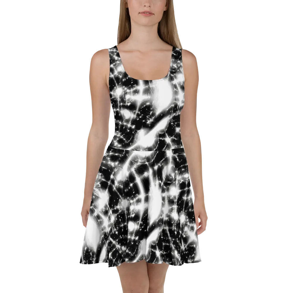 Electric Nightfall on Skater Dress — Front