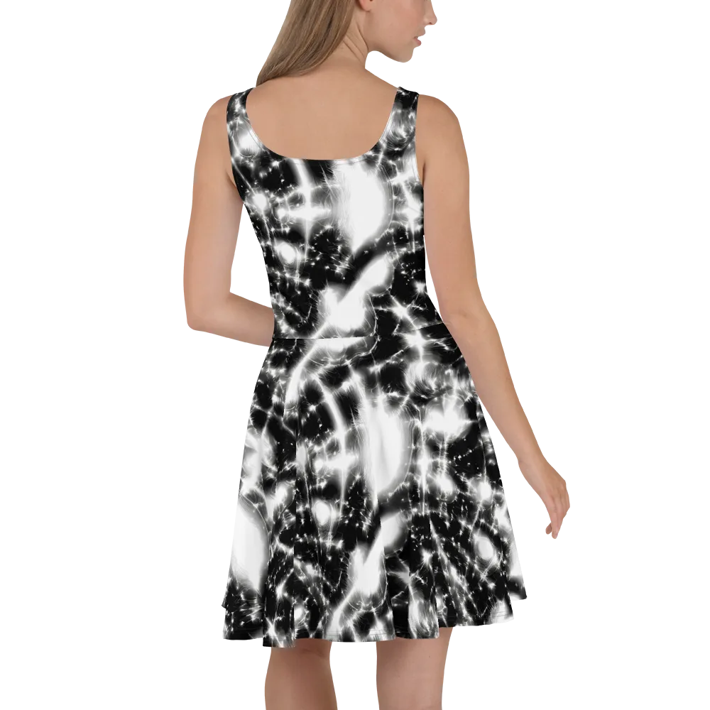 Electric Nightfall on Skater Dress — Back