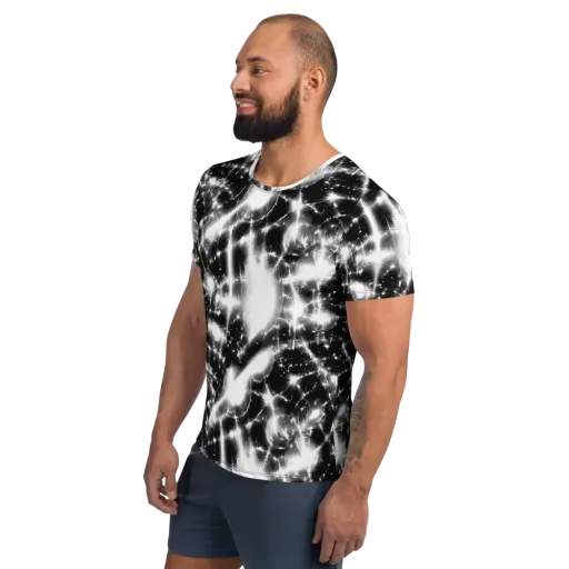 Electric Nightfall on a Men's Athletic T-Shirt