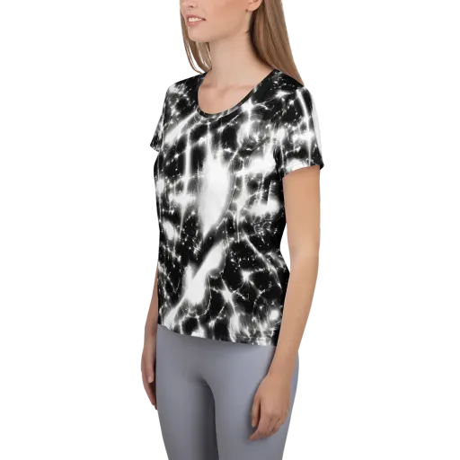 Electric Nightfall on a Women's Athletic T-Shirt