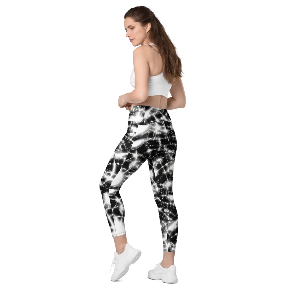 Electric Nightfall on Leggings with Pockets — Left Back