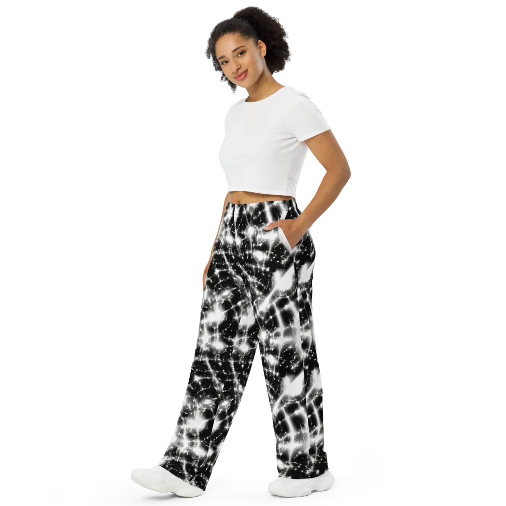 Electric Nightfall on Wide-Leg Pants — Left Front