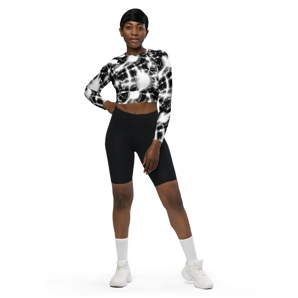 Electric Nightfall on Long Sleeve Crop Top — Front
