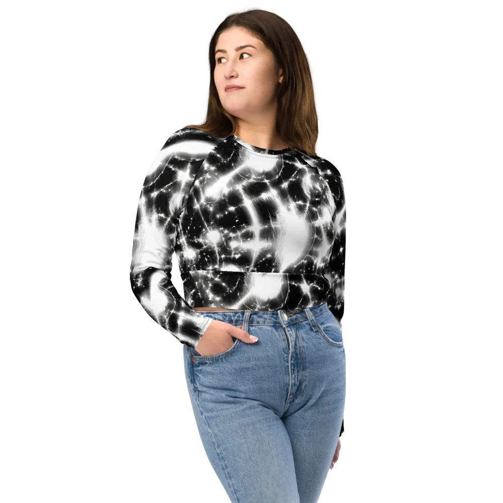 Electric Nightfall on Long Sleeve Crop Top — Front