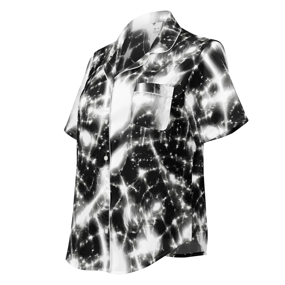 Electric Nightfall on Women's Short Sleeve Pajama Top — Left Front