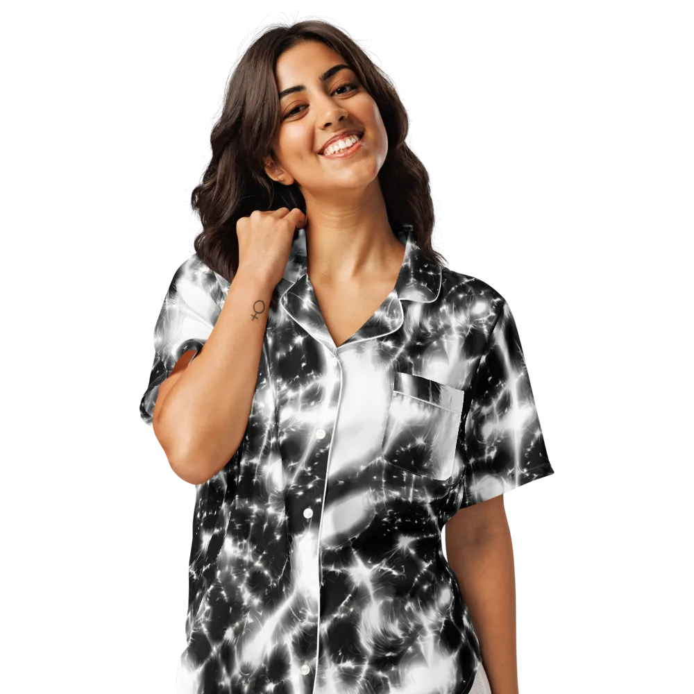 Electric Nightfall on Women's Short Sleeve Pajama Top — Front