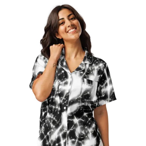 Electric Nightfall on a Women's Short Sleeve Pajama Top