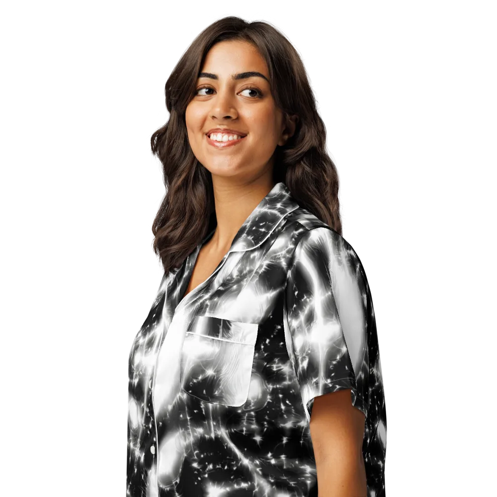 Electric Nightfall on Women's Short Sleeve Pajama Top — Left Front