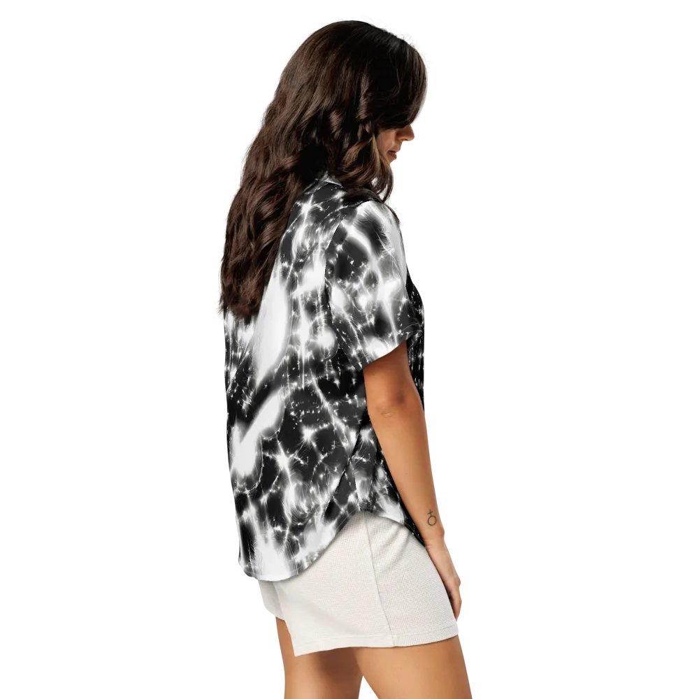 Electric Nightfall on Women's Short Sleeve Pajama Top — Right Back
