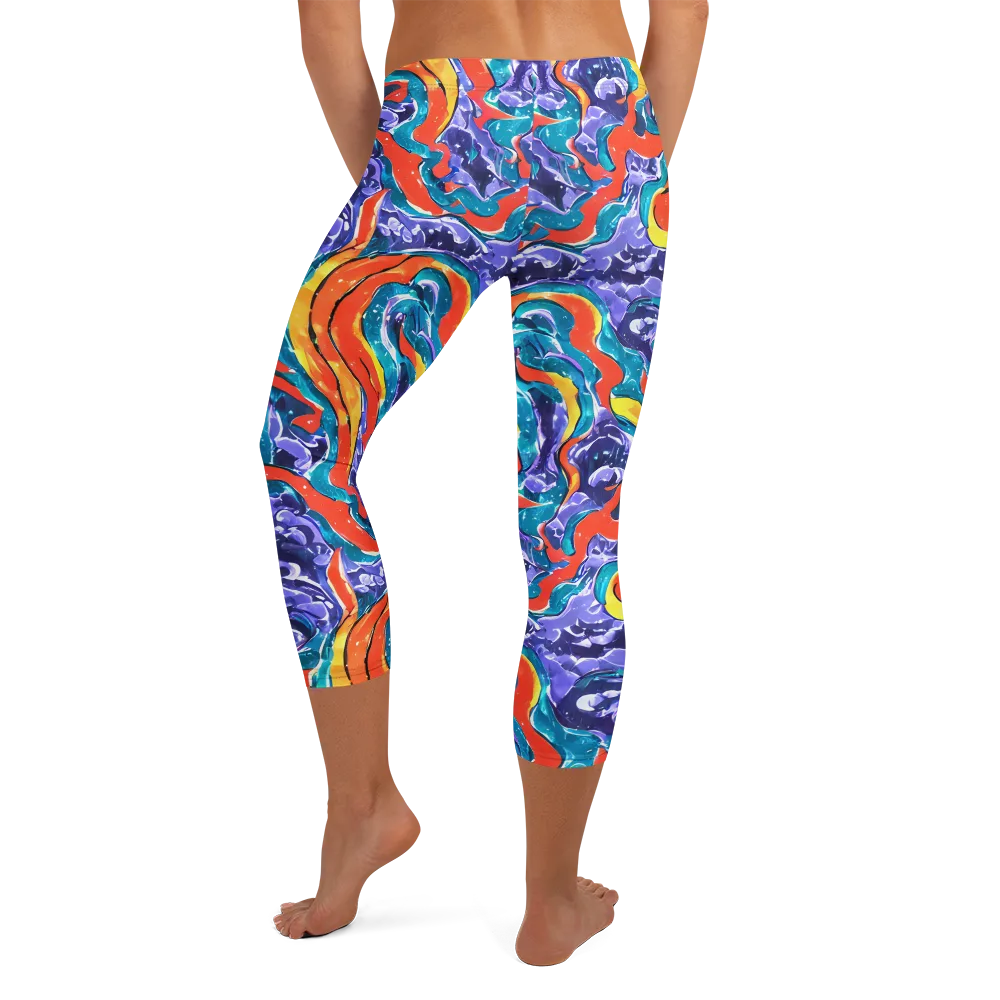 Galactic Waves on Capri Leggings — Back